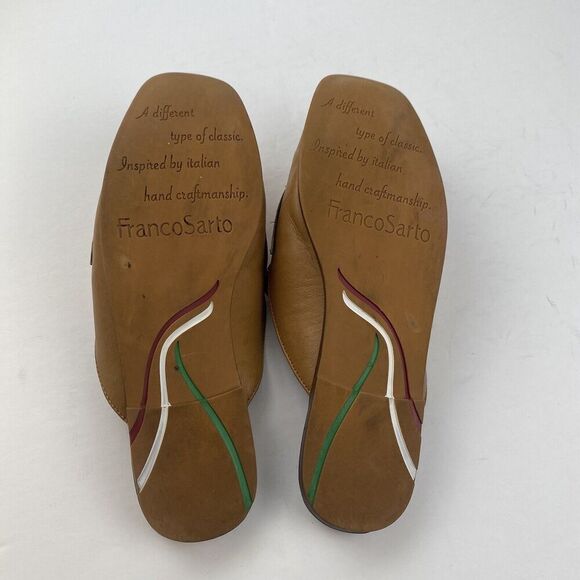Franco Sarto Womens Duval Slip On Mule Shoes Size 7.5 M Tan Leather Square Toe - Picture 6 of 16